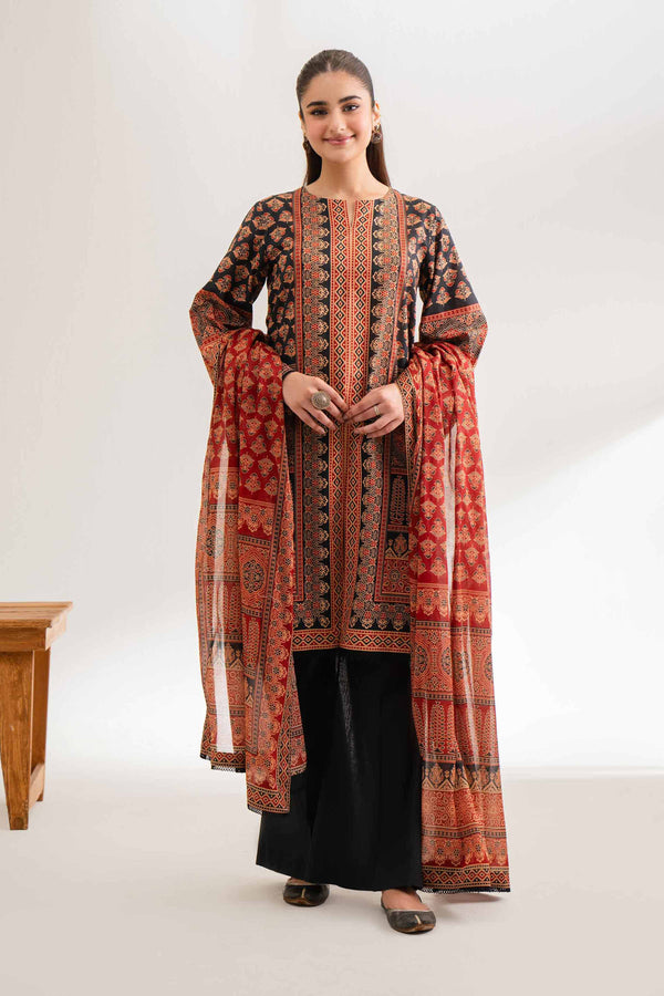 3 Piece - Digital Printed Embroidered Suit