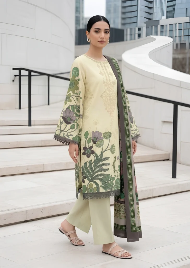 3 PIECE - DIGITAL PRINTED EMBROIDERED LAWN SUIT