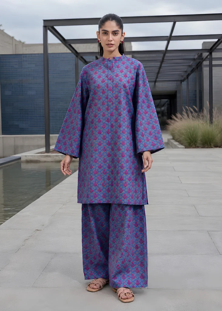 Plum Fantasy 2 Piece Printed Khaddar Unstitched Suit