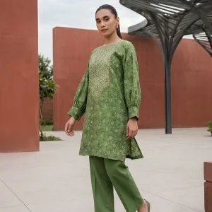 Tribal Moss 2 Piece Printed  Embroidered Khaddar Unstitched Suit