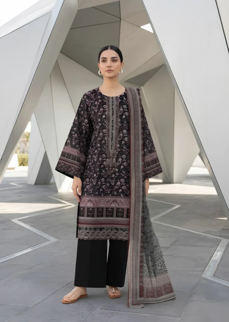 3 PIECE - DIGITAL Printed EMBROIDERED LAWN SUIT