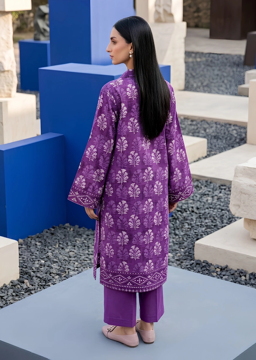 Indigo Musk 2 Piece Printed Embroidered Khaddar Unstitched Suit - Image 4