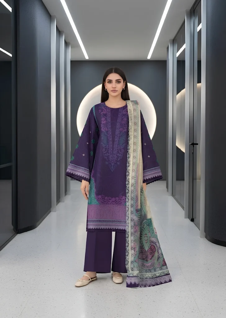3 PIECE - DIGITAL Printed EMBROIDERED LAWN SUIT