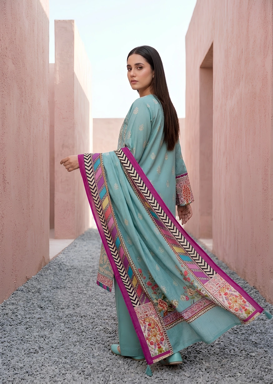 Sea Decor 2 Piece Digital Printed, Embroidered Khaddar Unstitched Suit - Image 3