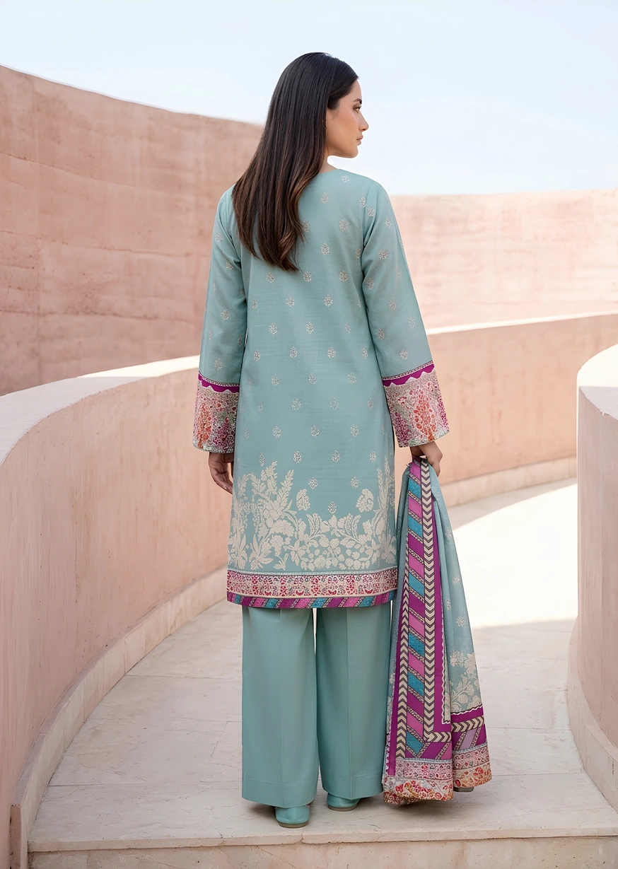 Sea Decor 2 Piece Digital Printed, Embroidered Khaddar Unstitched Suit - Image 2