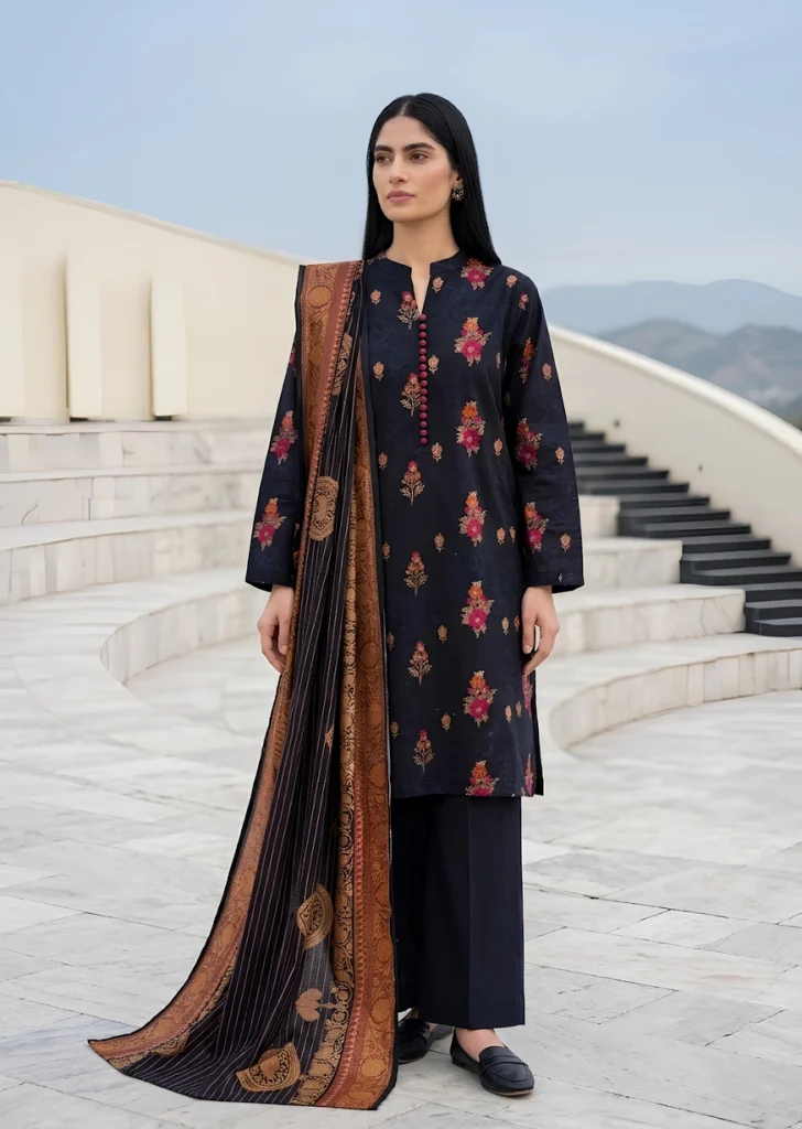 Raven Verve 3 Piece Printed Khaddar Unstitched Suit