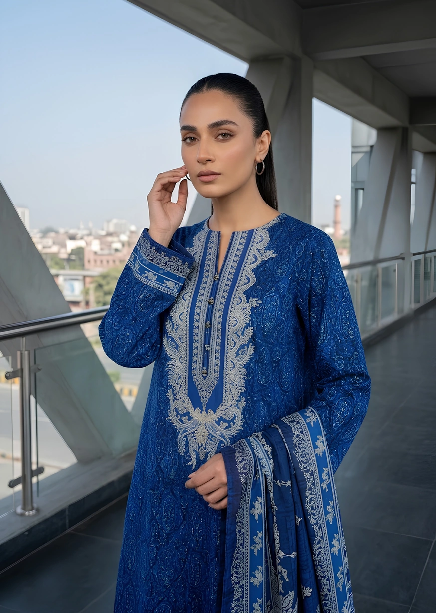 Parisian Bliss 3 Piece Printed Khaddar Unstitched Suit - Image 3